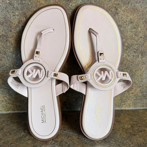 MICHAEL Michael Kors Aubrey Cutout Leather T-Strap Sandals - Picture 7 of 12